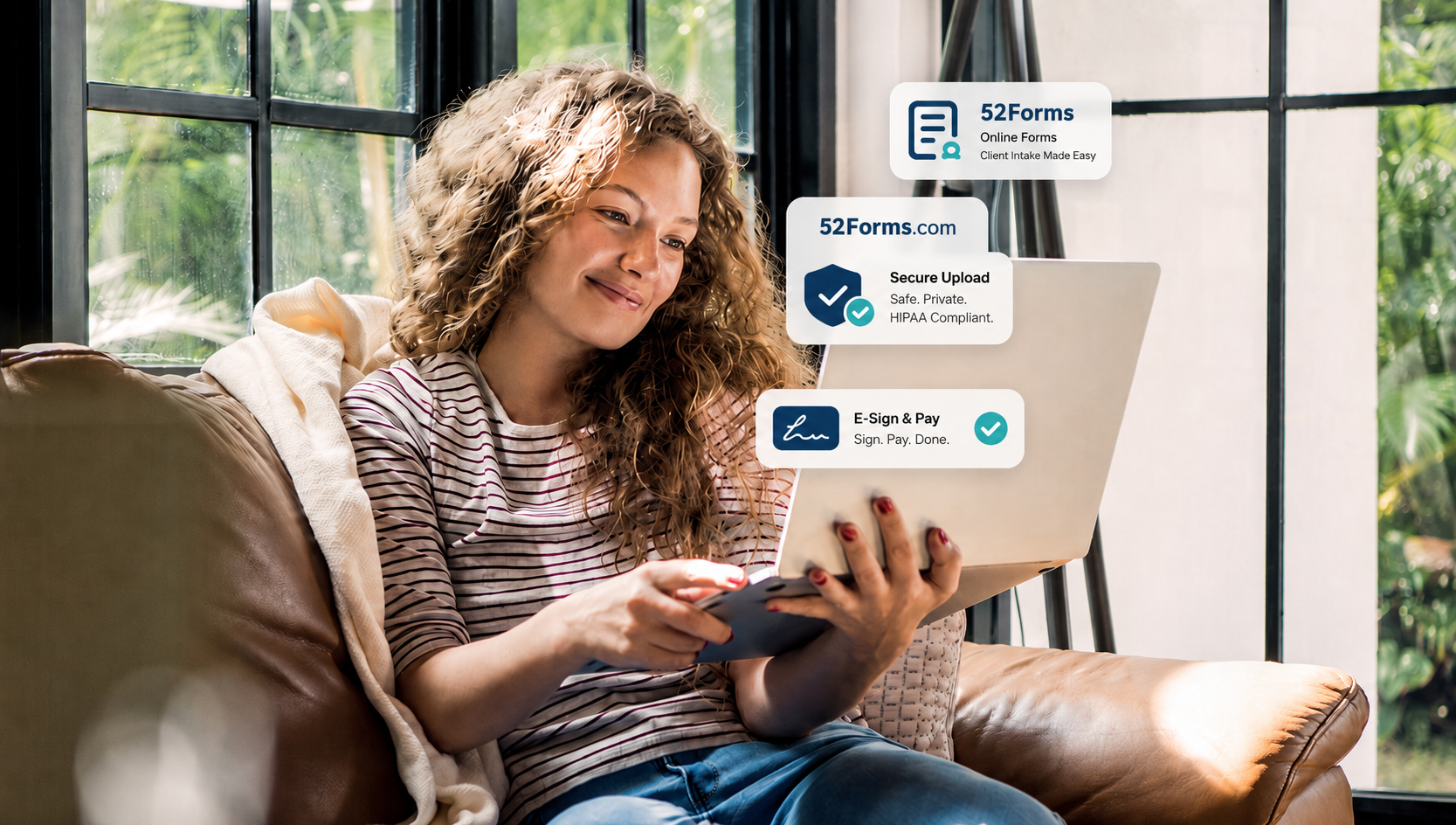 Clients confidently sharing secure information through 52Forms